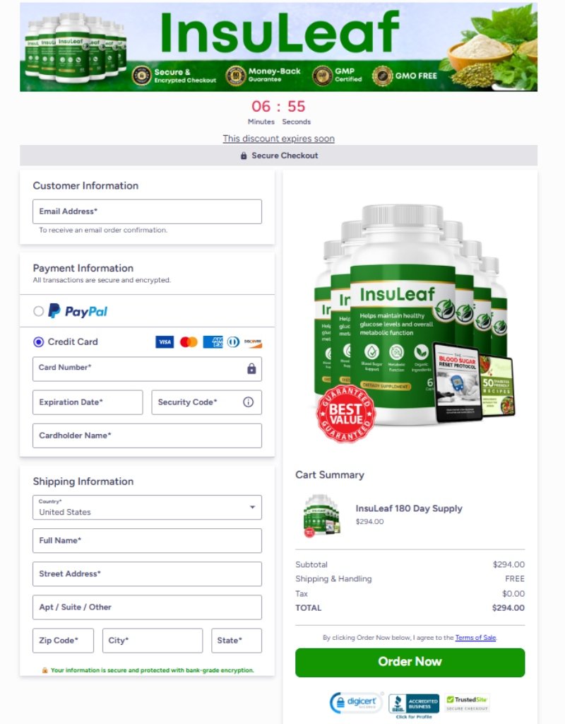 InsuLeaf secure online checkout